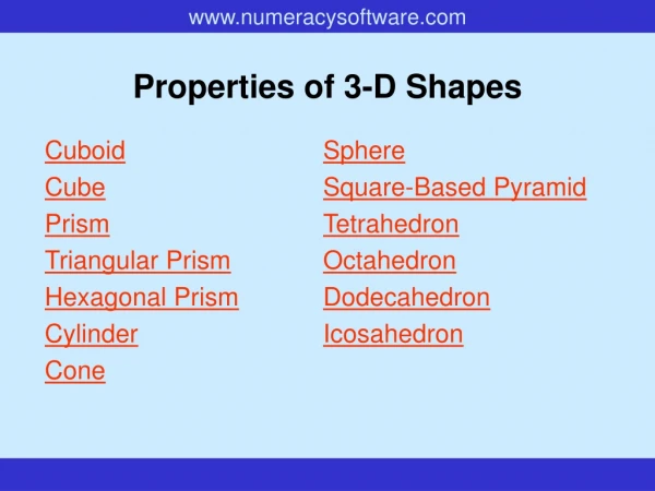 Properties of 3-D Shapes