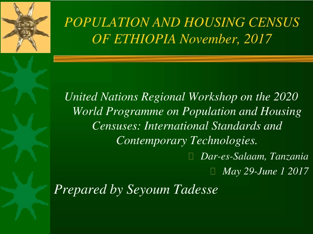 population and housing census of ethiopia november 2017