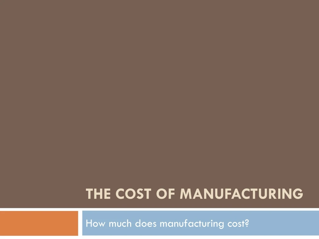 the cost of manufacturing
