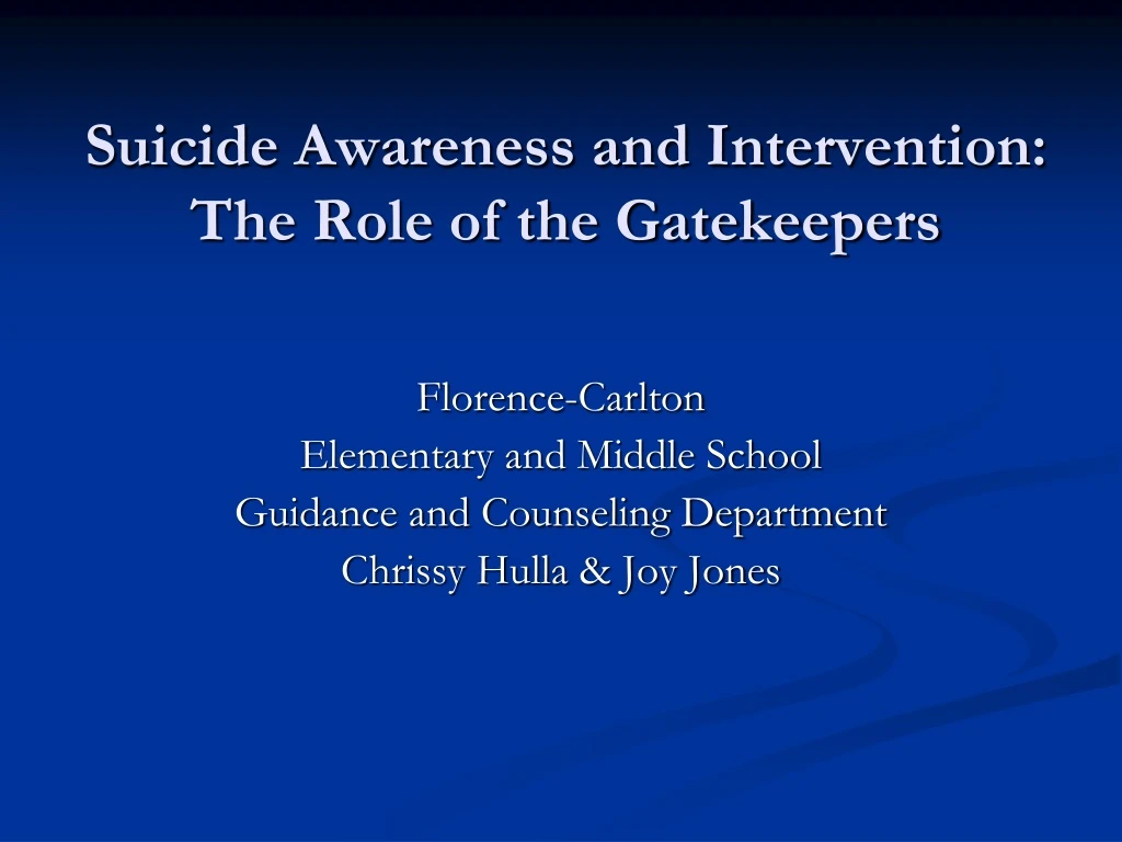 suicide awareness and intervention the role of the gatekeepers