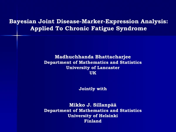 Bayesian Joint Disease-Marker-Expression Analysis: Applied To Chronic Fatigue Syndrome