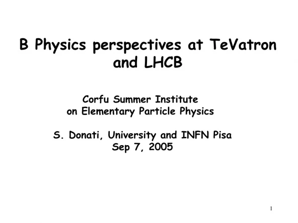 B Physics perspectives at TeVatron and LHCB