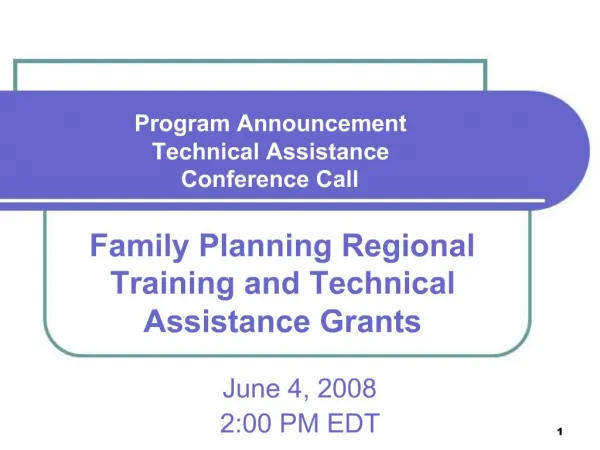 Family Planning Regional Training and Technical Assistance Grants