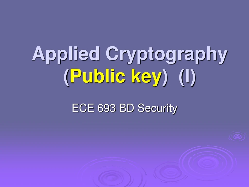 applied cryptography public key i