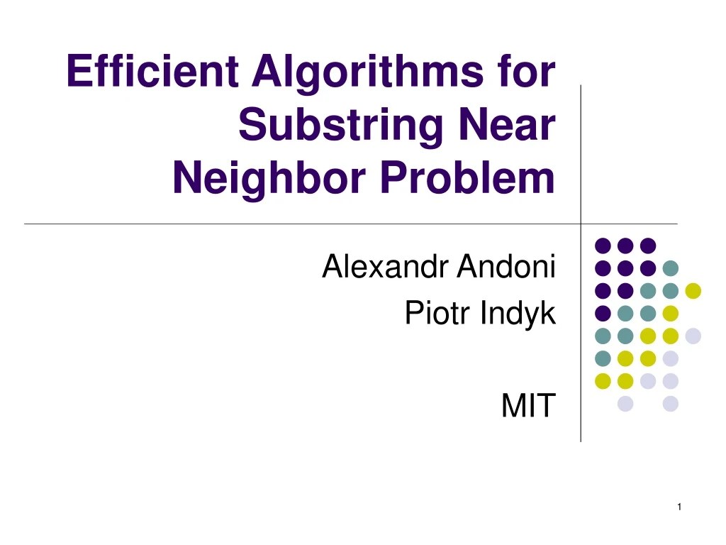 efficient algorithms for substring near neighbor problem