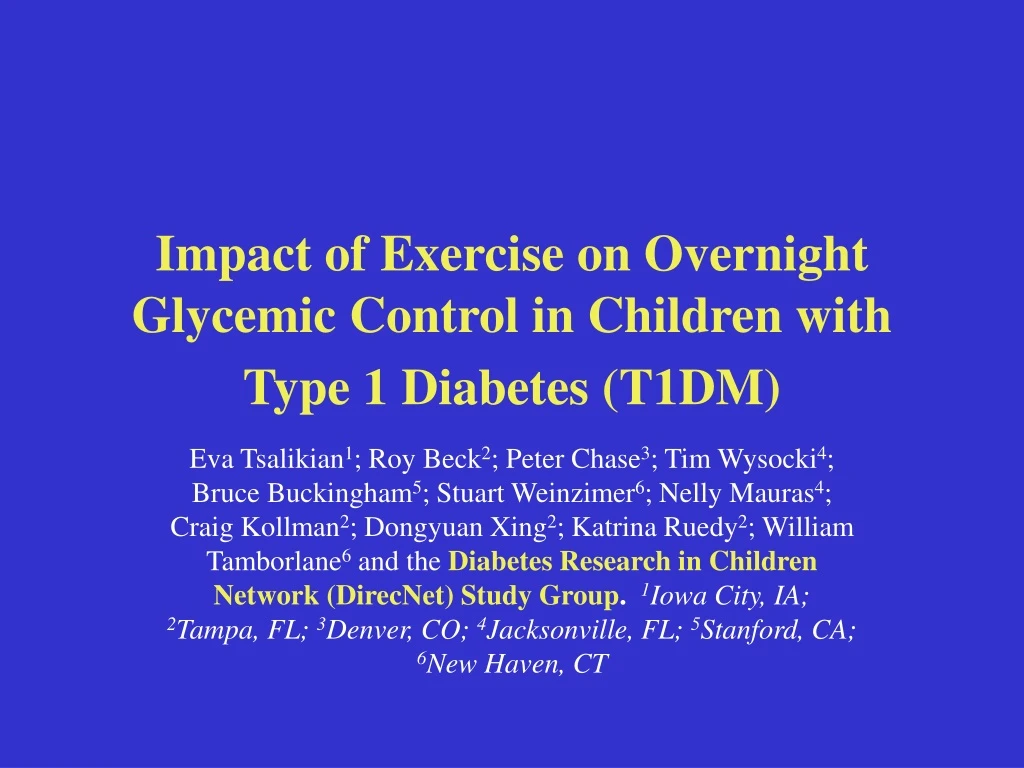impact of exercise on overnight glycemic control in children with type 1 diabetes t1dm