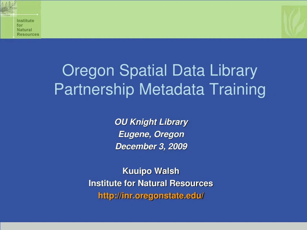 oregon spatial data library partnership metadata training