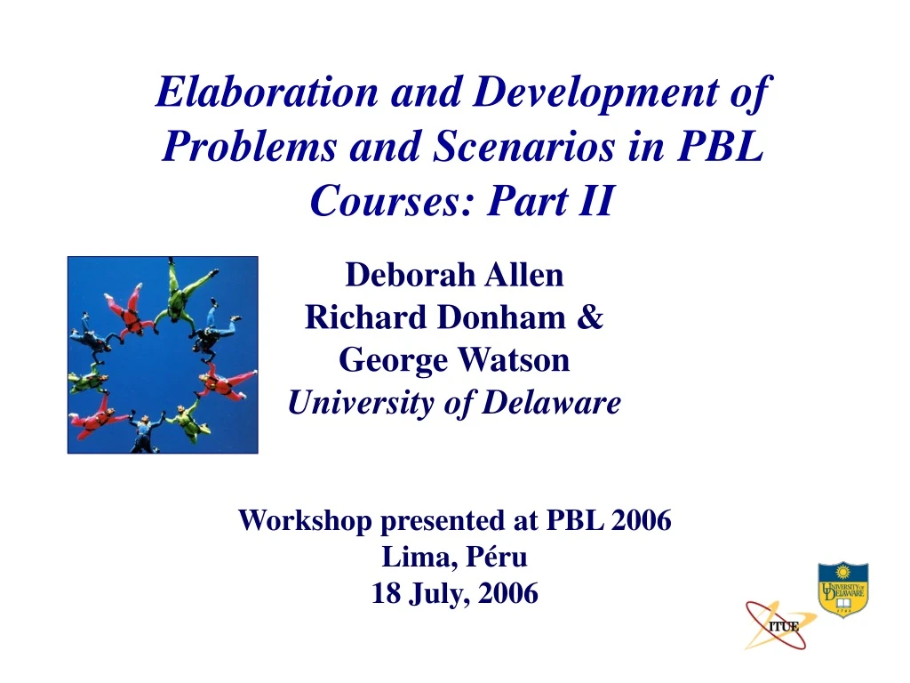 elaboration and development of problems and scenarios in pbl courses part ii