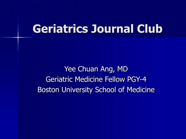 Geriatrics Journal Club