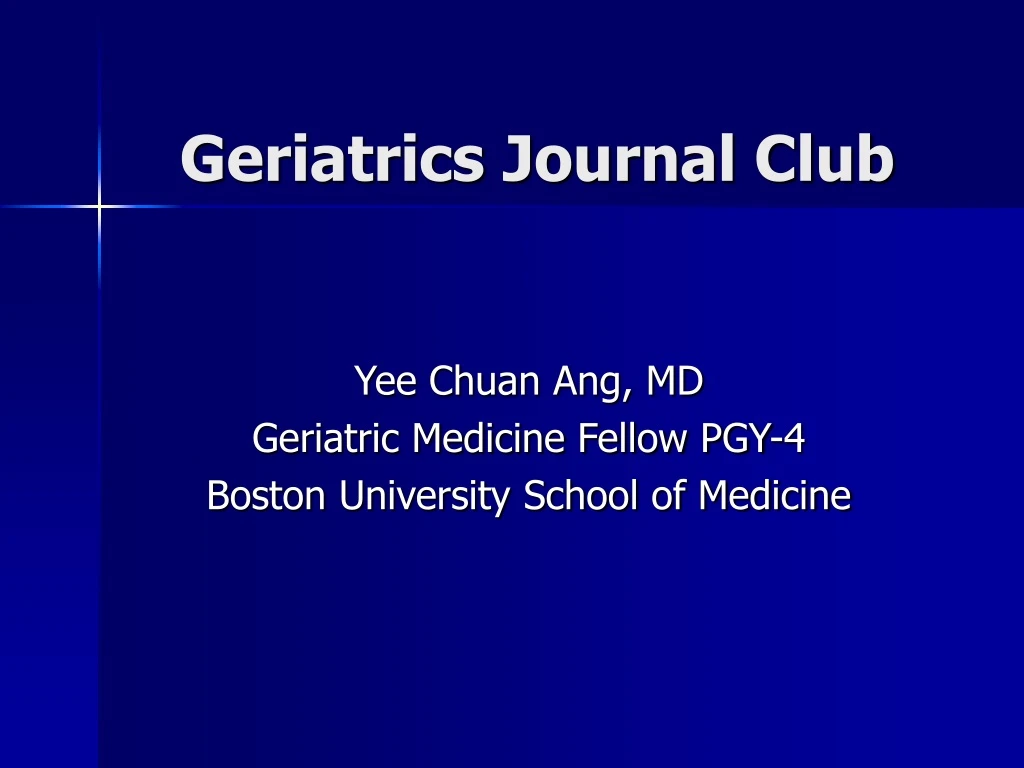 geriatrics journal club