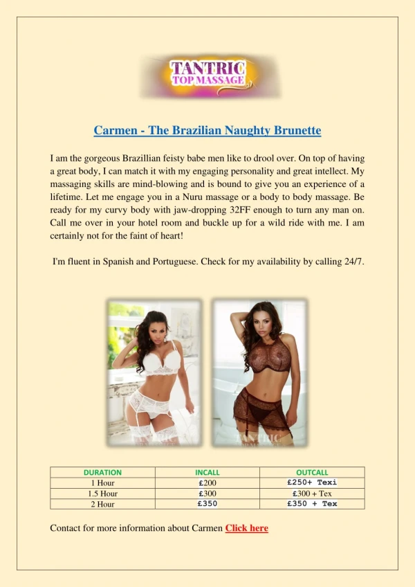 Carmen - The Brazilian Naughty Brunette