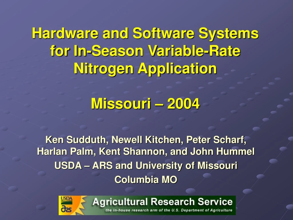 hardware and software systems for in season variable rate nitrogen application missouri 2004