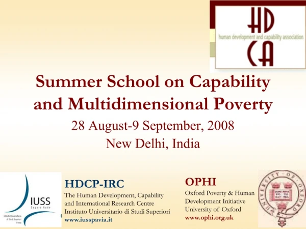 Summer School on Capability and Multidimensional Poverty
