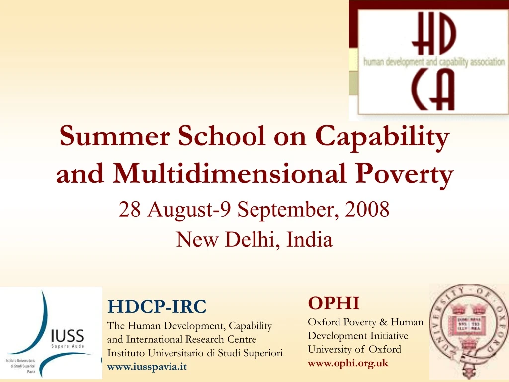 summer school on capability and multidimensional poverty