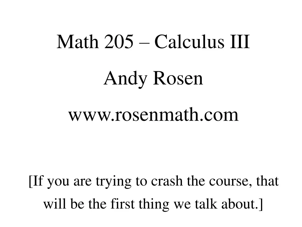 math 205 calculus iii andy rosen www rosenmath