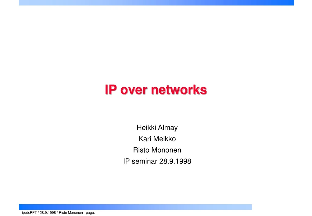 ip over networks