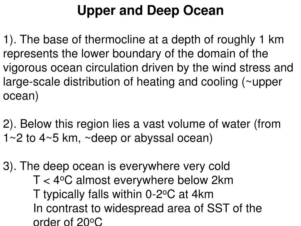 upper and deep ocean 1 the base of thermocline