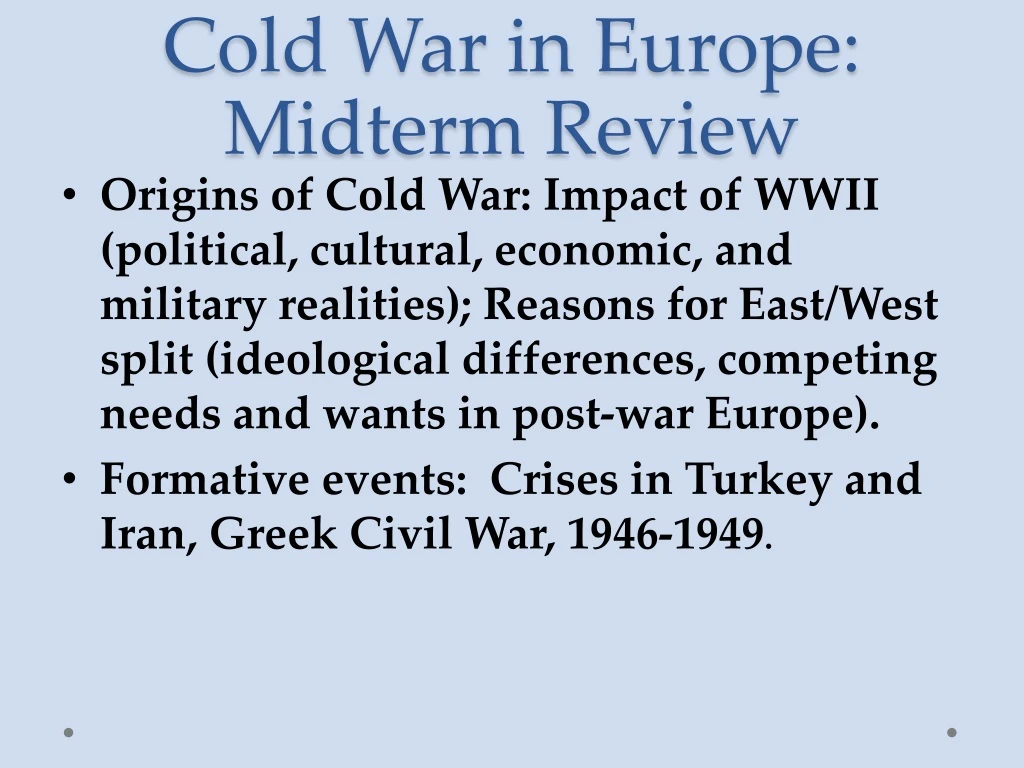 cold war in europe midterm review