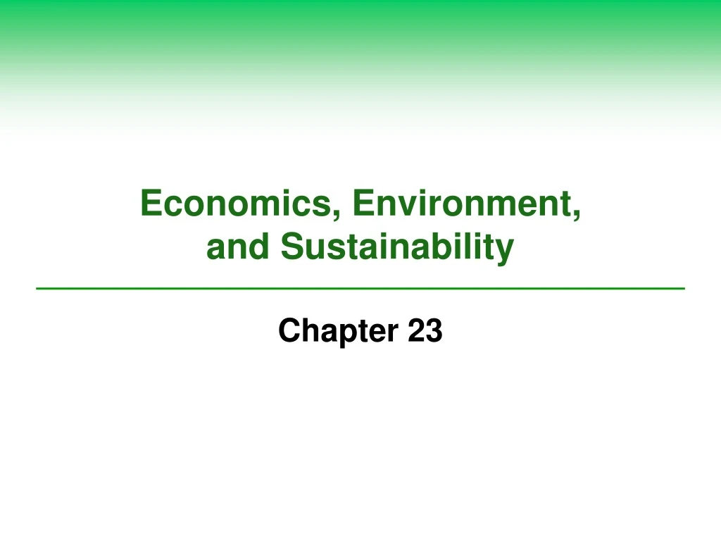 economics environment and sustainability