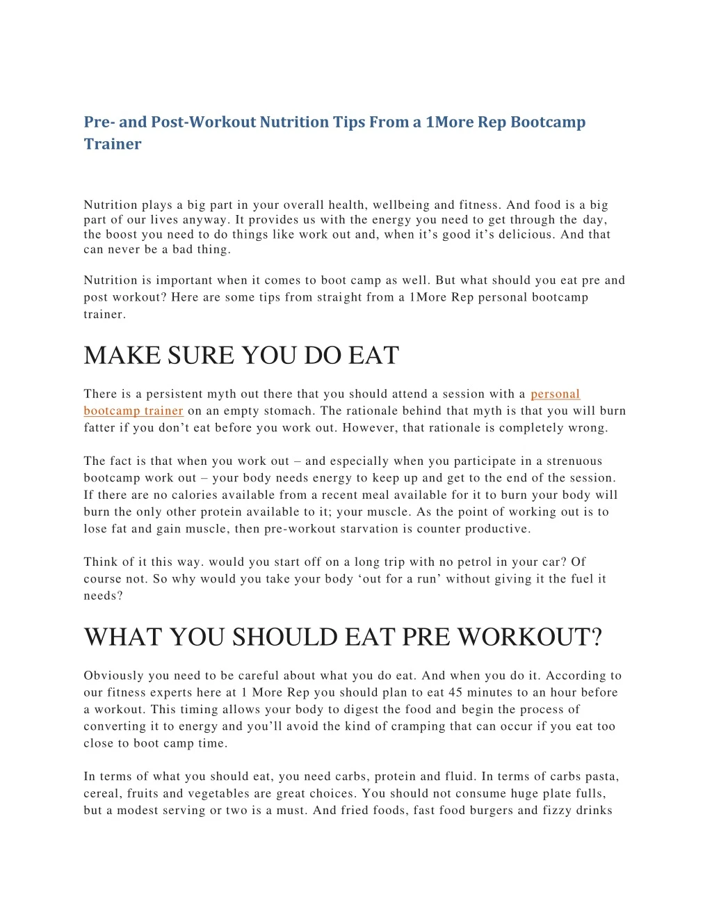 pre and post workout nutrition tips from a 1more