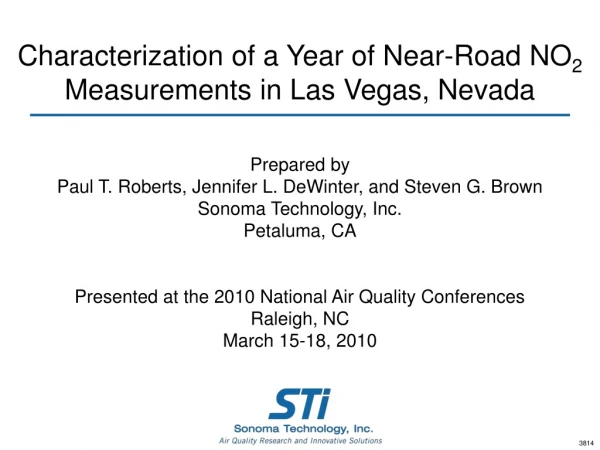 Characterization of a Year of Near-Road NO 2  Measurements in Las Vegas, Nevada