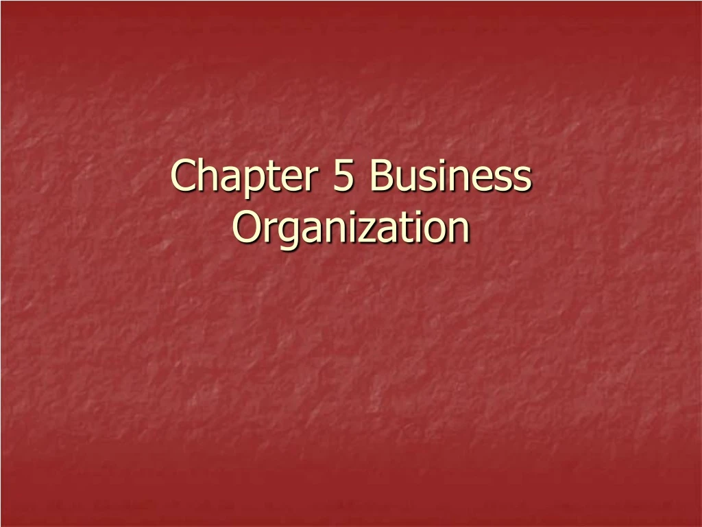 chapter 5 business organization