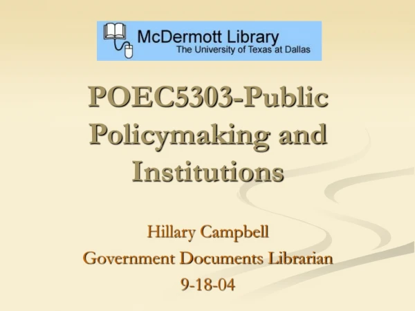 POEC5303-Public Policymaking and Institutions