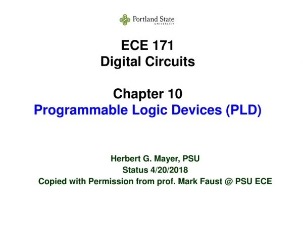 ECE 171 Digital Circuits Chapter 10 Programmable Logic Devices (PLD)