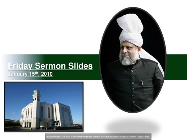 Friday Sermon Slides January 15 th , 2010