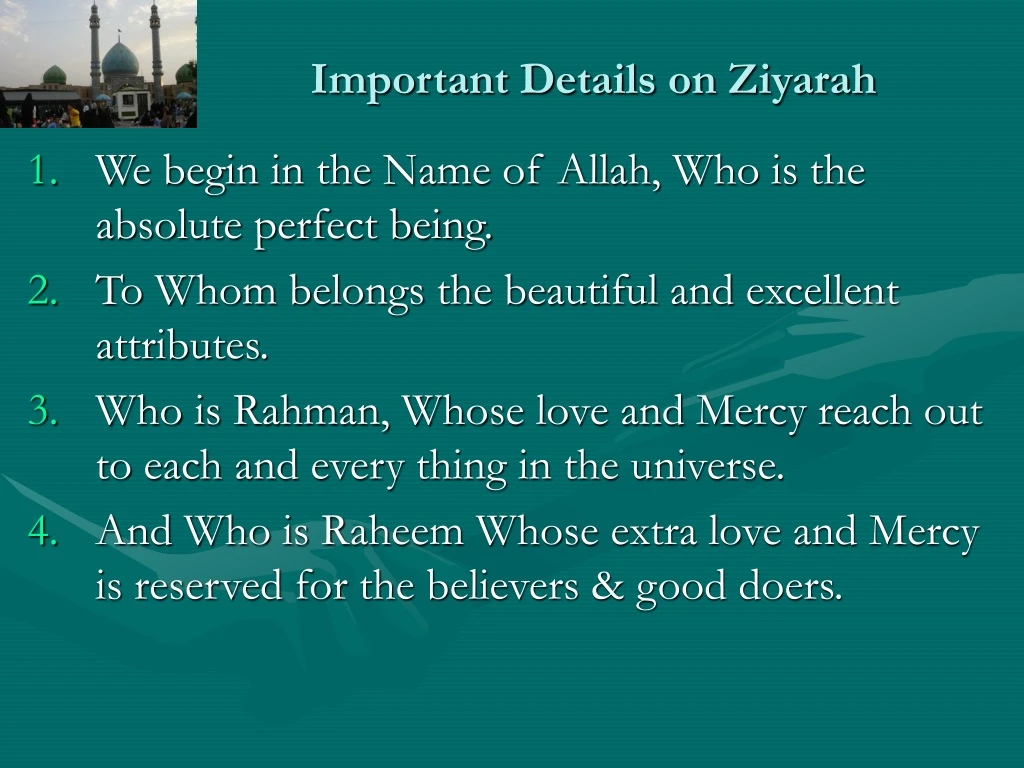 important details on ziyarah