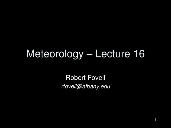 Meteorology – Lecture 16