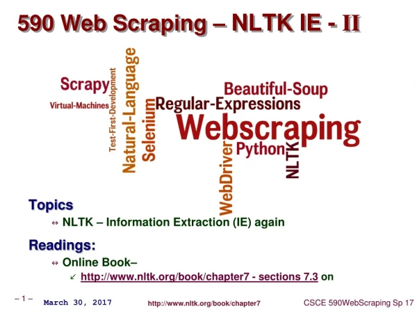 590 Web Scraping –  NLTK IE -  II