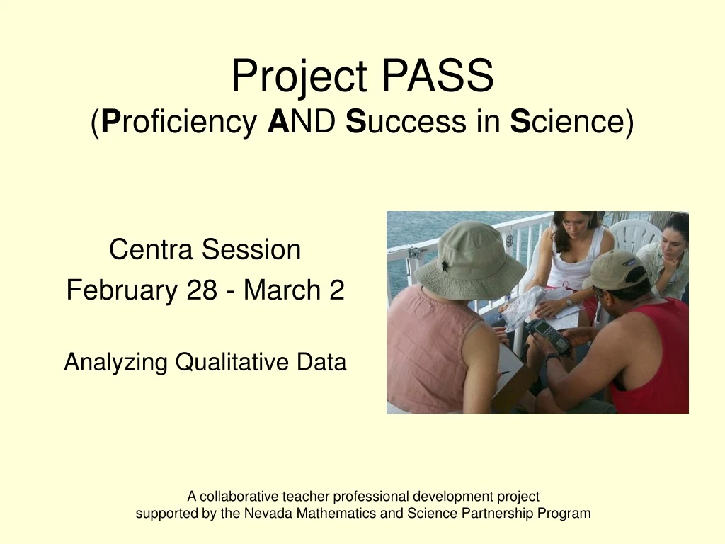 project pass p roficiency a nd s uccess in s cience