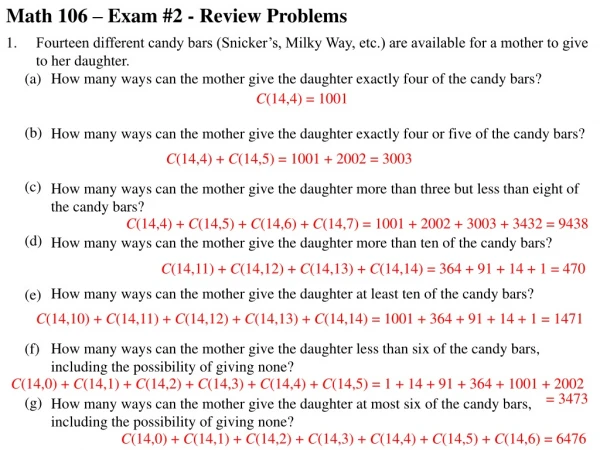 Math 106 – Exam #2 - Review Problems
