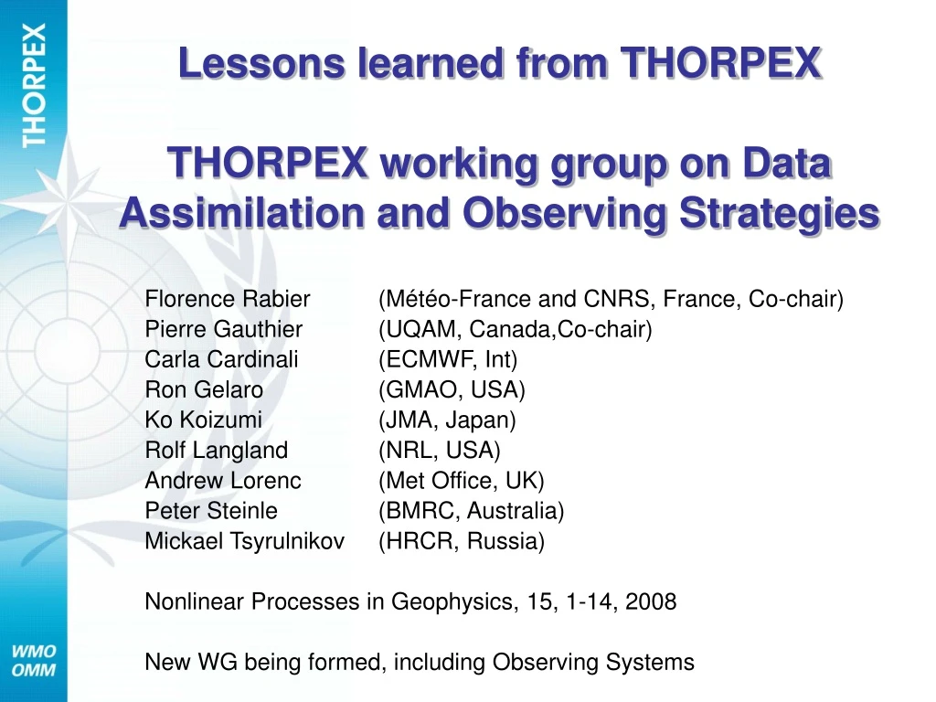 lessons learned from thorpex thorpex working group on data assimilation and observing strategies