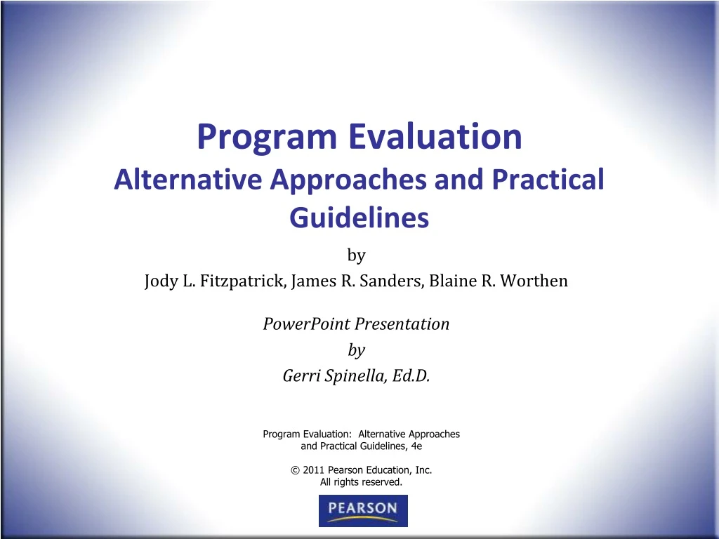 program evaluation alternative approaches and practical guidelines