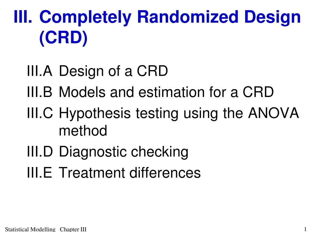 iii completely randomized design crd