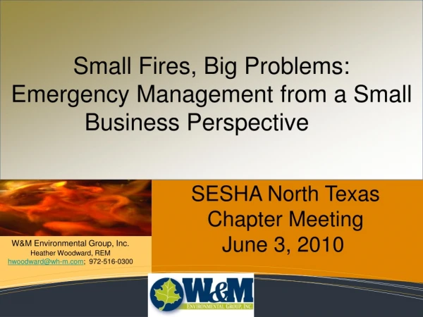Small Fires, Big Problems: Emergency Management from a Small Business Perspective