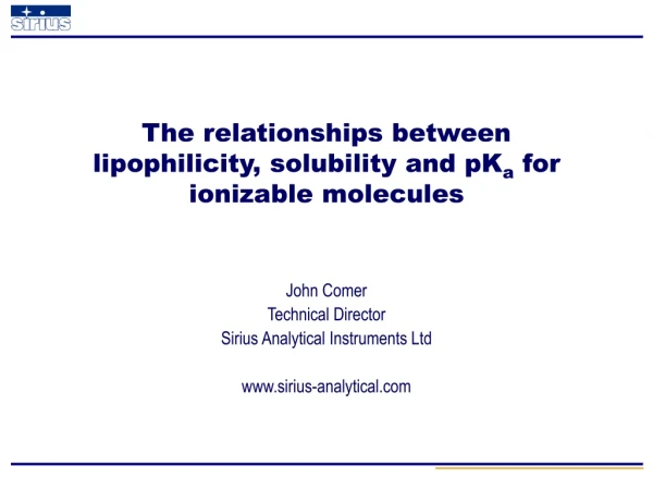 The relationships between lipophilicity, solubility and pK a  for ionizable molecules