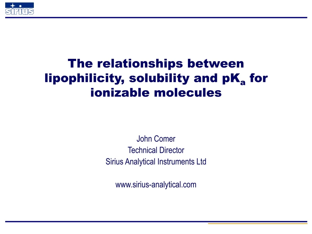 the relationships between lipophilicity solubility and pk a for ionizable molecules