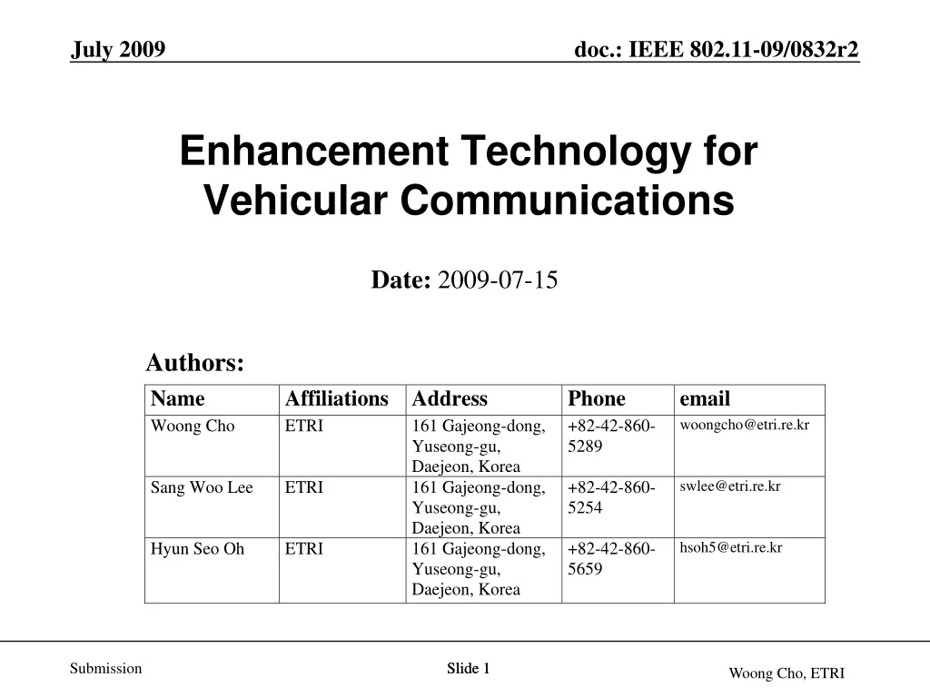 enhancement technology for vehicular communications