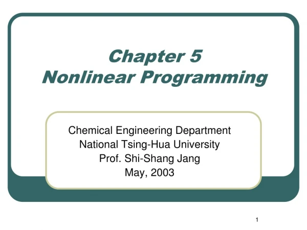 Chapter 5  Nonlinear Programming