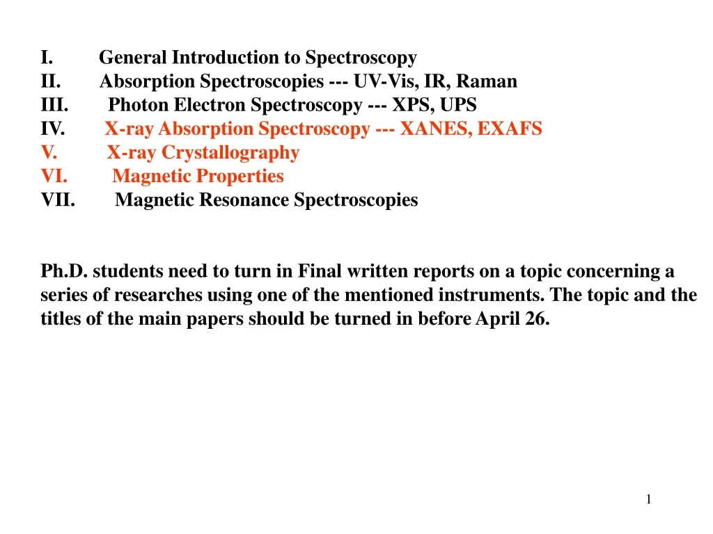 i general introduction to spectroscopy