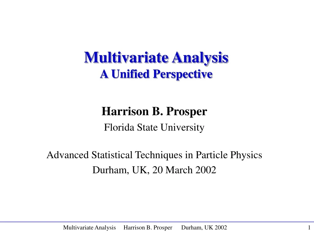 multivariate analysis a unified perspective