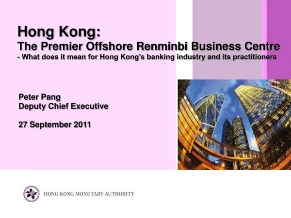 Peter Pang Deputy Chief Executive 27 September 2011