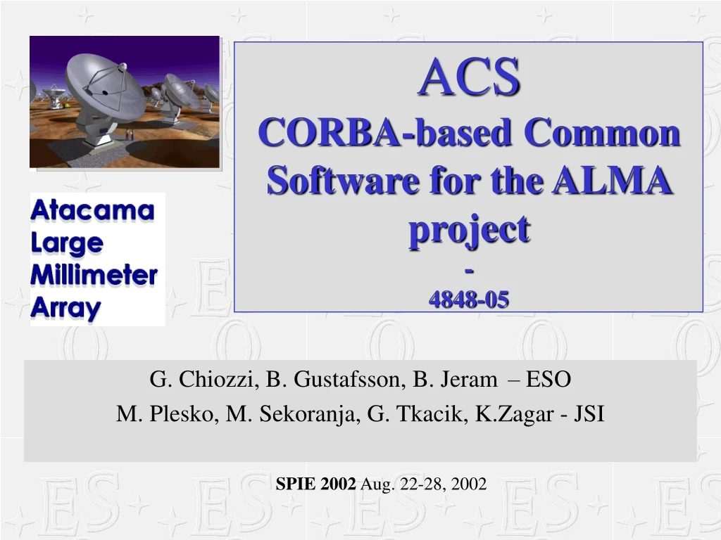 acs corba based common software for the alma project 4848 05