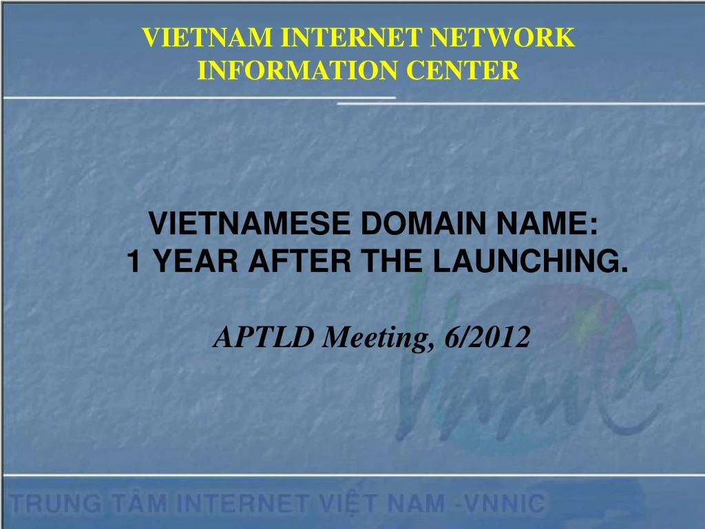 vietnamese domain name 1 year after the launching aptld meeting 6 2012