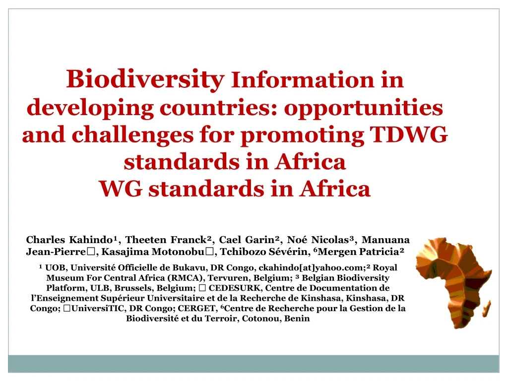 biodiversity information in developing countries