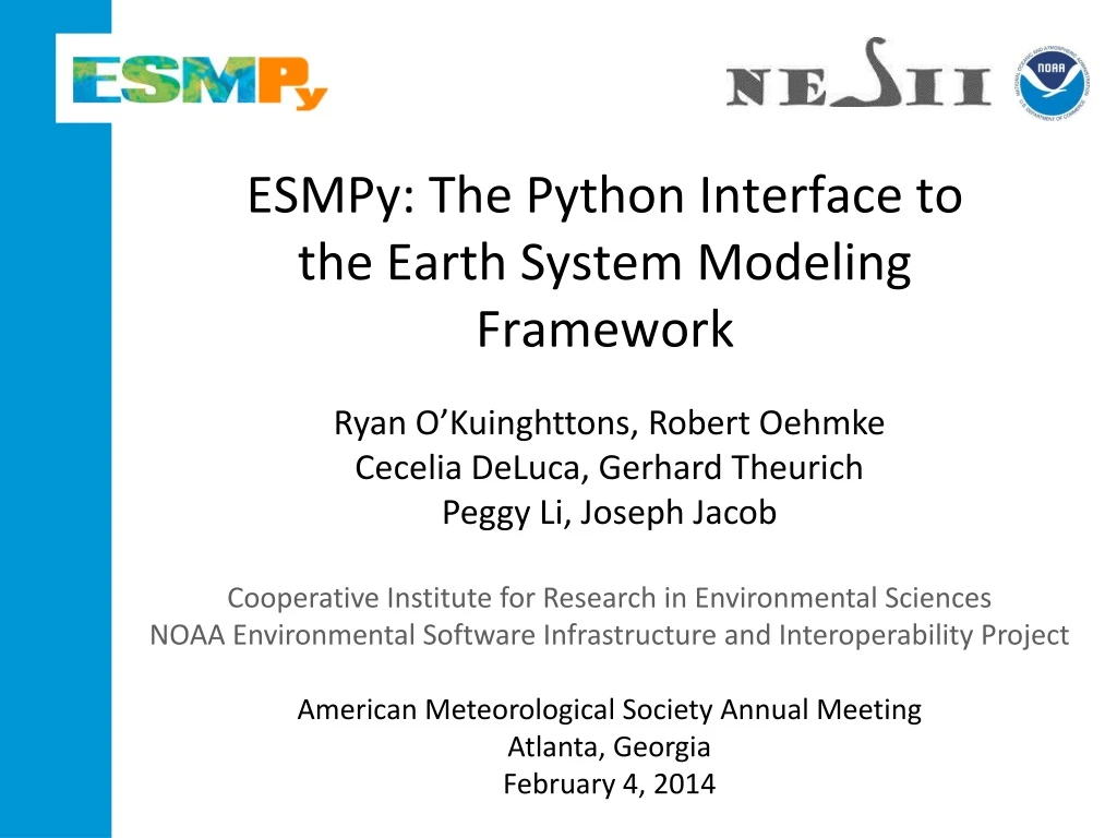 esmpy the python interface to the earth system modeling framework