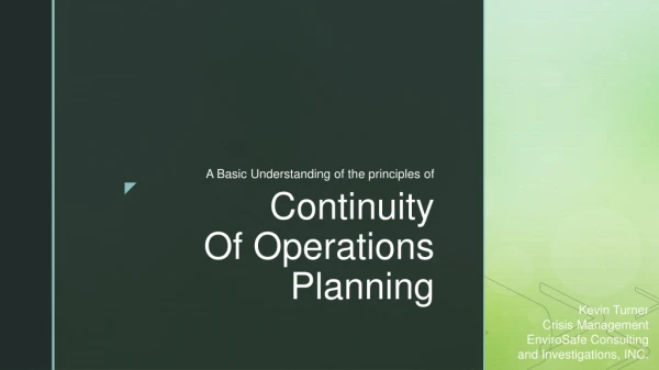 Continuity Of Operations Planning